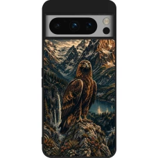 Coque Google Pixel 8 Pro - Silicone rigide noir Linocut Aigle Royal