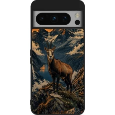 Google Pixel 8 Pro Case Hülle - Silikon schwarz Linocut Gämse