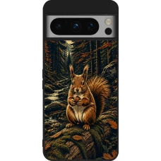 Coque Google Pixel 8 Pro - Silicone rigide noir Linocut Ecureuil