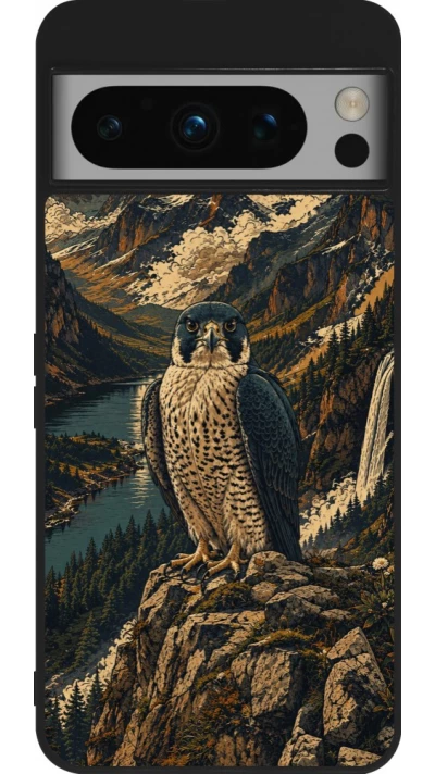 Coque Google Pixel 8 Pro - Silicone rigide noir Linocut Faucun pèlerin