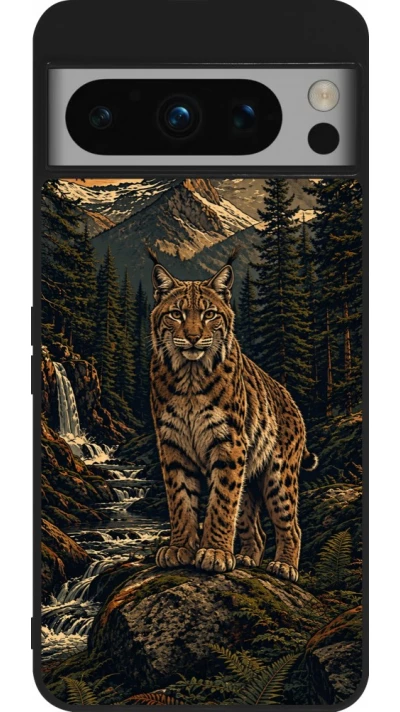 Coque Google Pixel 8 Pro - Silicone rigide noir Linocut Lynx