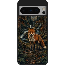 Coque Google Pixel 8 Pro - Silicone rigide noir Linocut Renard
