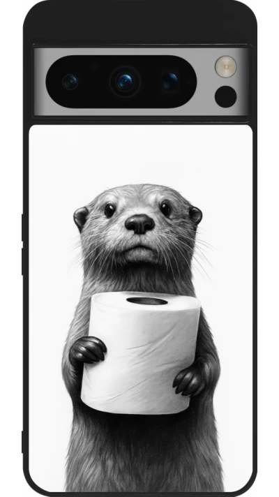 Google Pixel 8 Pro Case Hülle - Silikon schwarz Otter Toilettenpapier