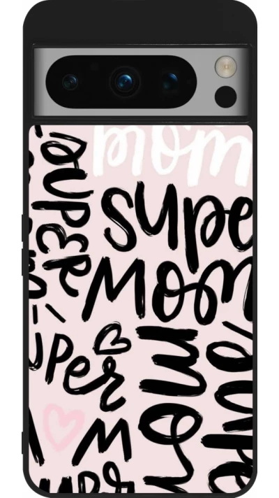 Coque Google Pixel 8 Pro - Silicone rigide noir Mom 2024 Super mom