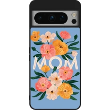 Coque Google Pixel 8 Pro - Silicone rigide noir Mom 2026 Flowers