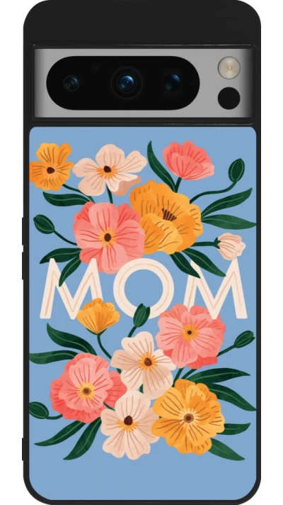 Google Pixel 8 Pro Case Hülle - Silikon schwarz Mom 2026 Flowers