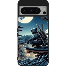 Coque Google Pixel 8 Pro - Silicone rigide noir Ninja sous la lune