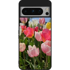Coque Google Pixel 8 Pro - Silicone rigide noir Tulips Spring 2026