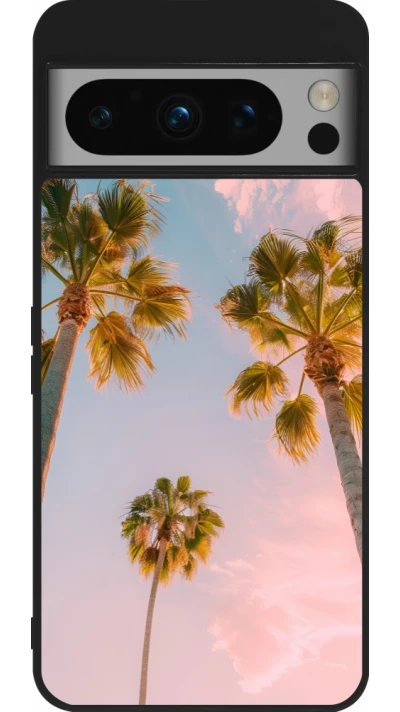 Google Pixel 8 Pro Case Hülle - Silikon schwarz Summer 2025 Palmiers