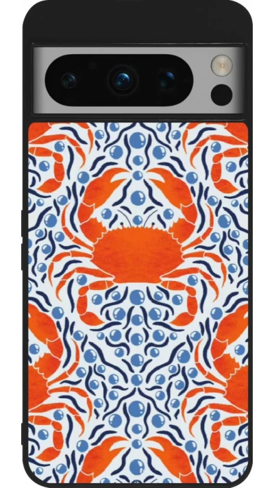 Coque Google Pixel 8 Pro - Silicone rigide noir Crabs and pearls Summer 2026