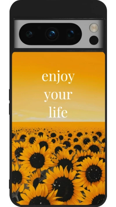 Google Pixel 8 Pro Case Hülle - Silikon schwarz Summer 2026 Enjoy your life