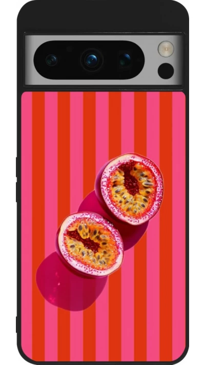 Coque Google Pixel 8 Pro - Silicone rigide noir Passion fruit Summer 2026