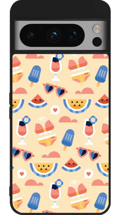 Coque Google Pixel 8 Pro - Silicone rigide noir Pattern Summer 2026