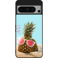 Coque Google Pixel 8 Pro - Silicone rigide noir Pineapple with glasses Summer 2026