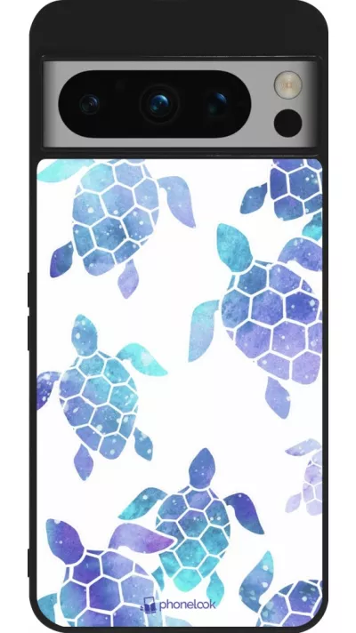 Coque Google Pixel 8 Pro - Silicone rigide noir Turtles pattern watercolor