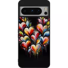 Google Pixel 8 Pro Case Hülle - Silikon schwarz Valentin 2024 Schwarzes Herz Abstrakt