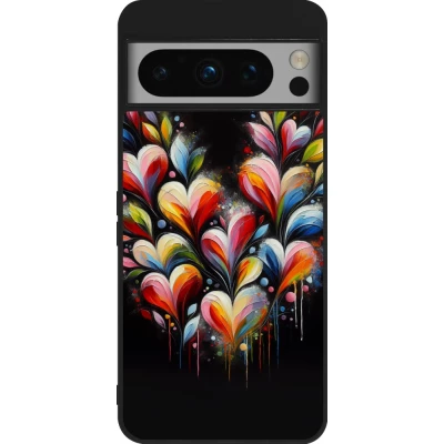 Google Pixel 8 Pro Case Hülle - Silikon schwarz Valentin 2024 Schwarzes Herz Abstrakt