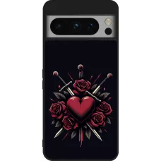 Coque Google Pixel 8 Pro - Silicone rigide noir Valentine 2024 gothic love