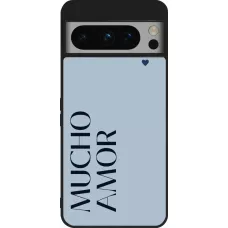 Coque Google Pixel 8 Pro - Silicone rigide noir Valentine 2024 mucho amor azul