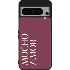 Coque Google Pixel 8 Pro - Silicone rigide noir Valentine 2024 mucho amor rosado