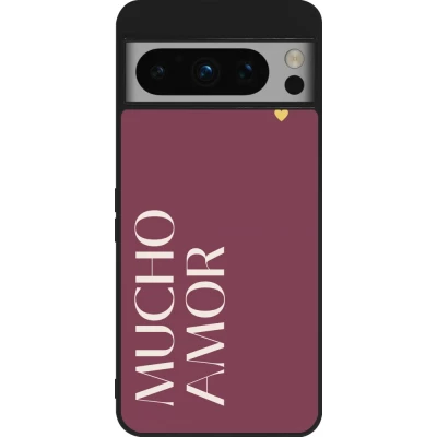 Coque Google Pixel 8 Pro - Silicone rigide noir Valentine 2024 mucho amor rosado