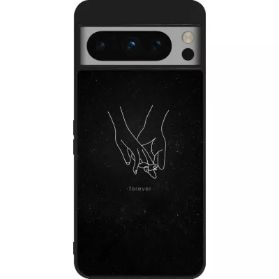 Google Pixel 8 Pro Case Hülle - Silikon schwarz Valentine 2023 hands forever