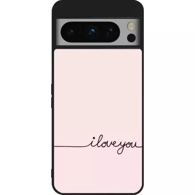 Google Pixel 8 Pro Case Hülle - Silikon schwarz Valentine 2023 i love you writing