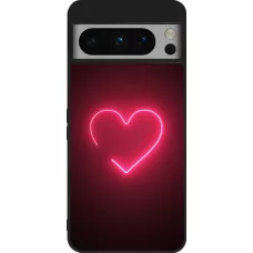 Coque Google Pixel 8 Pro - Silicone rigide noir Valentine 2023 single neon heart