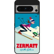 Google Pixel 8 Pro Case Hülle - Silikon schwarz Zermatt Ski Downhill