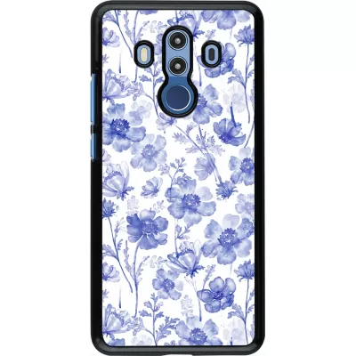 Huawei Mate 10 Pro Case Hülle - Spring 23 watercolor blue flowers