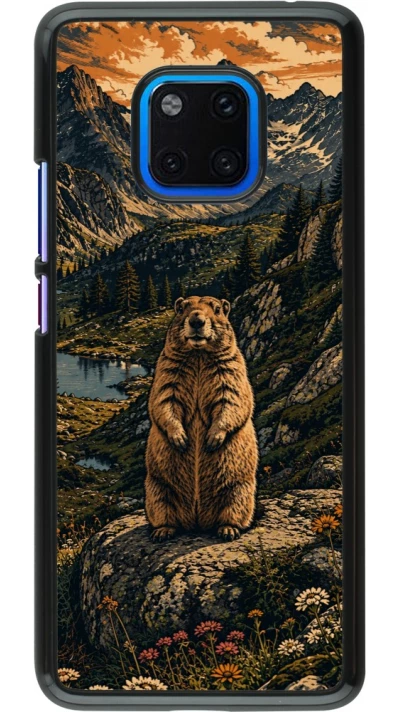 Huawei Mate 20 Pro Case Hülle - Linocut Murmeltier
