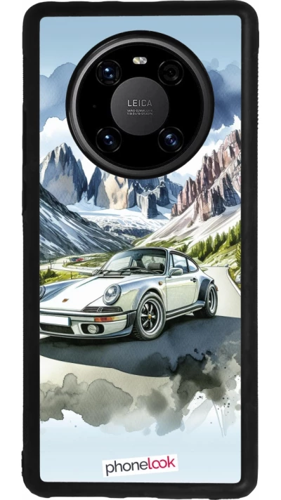 Coque Huawei Mate 40 Pro - Silicone rigide noir Porsche 911 Mountain Watercolor