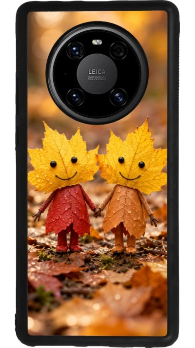 Huawei Mate 40 Pro Case Hülle - Silikon schwarz Autumn 26 Couple of leaves