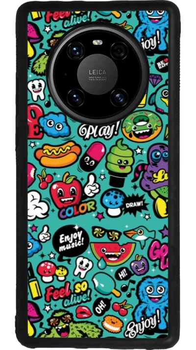 Huawei Mate 40 Pro Case Hülle - Silikon schwarz Cartoons old school