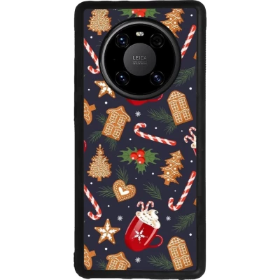 Huawei Mate 40 Pro Case Hülle - Silikon schwarz Christmas 25 Pattern Gingerbread House