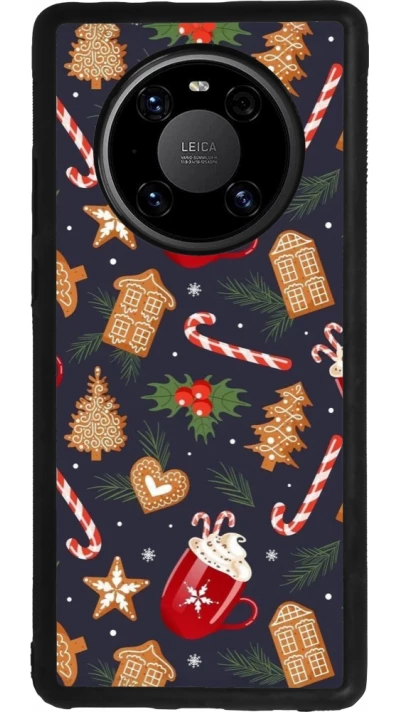 Huawei Mate 40 Pro Case Hülle - Silikon schwarz Christmas 25 Pattern Gingerbread House