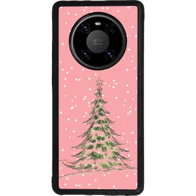 Huawei Mate 40 Pro Case Hülle - Silikon schwarz Christmas 25 Pink Tree
