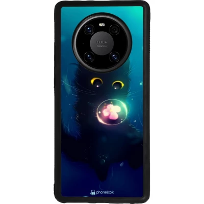 Coque Huawei Mate 40 Pro - Silicone rigide noir Cute Cat Bubble
