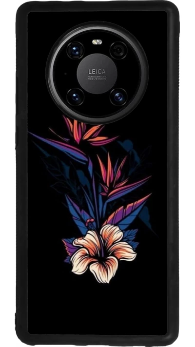 Huawei Mate 40 Pro Case Hülle - Silikon schwarz Dark Flowers