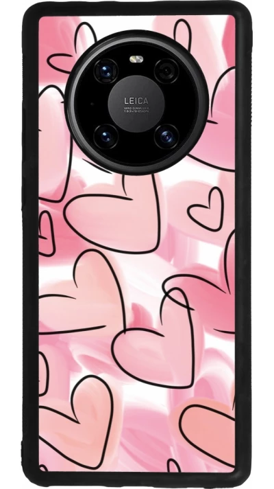 Huawei Mate 40 Pro Case Hülle - Silikon schwarz Easter 2023 pink hearts
