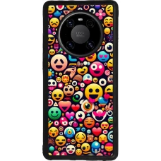Huawei Mate 40 Pro Case Hülle - Silikon schwarz Emoji Mix Farbe
