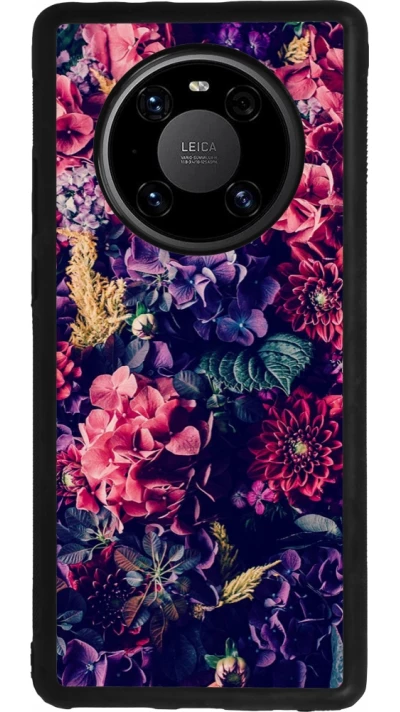Huawei Mate 40 Pro Case Hülle - Silikon schwarz Flowers Dark