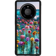 Coque Huawei Mate 40 Pro - Silicone rigide noir Flower sea waves