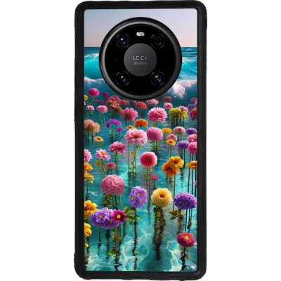 Coque Huawei Mate 40 Pro - Silicone rigide noir Flower sea waves