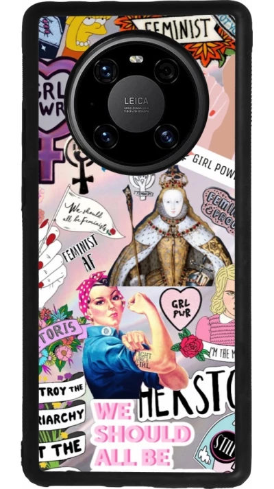 Huawei Mate 40 Pro Case Hülle - Silikon schwarz Girl Power Collage