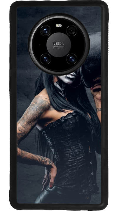 Huawei Mate 40 Pro Case Hülle - Silikon schwarz Halloween 22 Tattooed Girl
