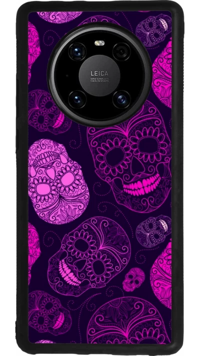 Huawei Mate 40 Pro Case Hülle - Silikon schwarz Halloween 2023 pink skulls