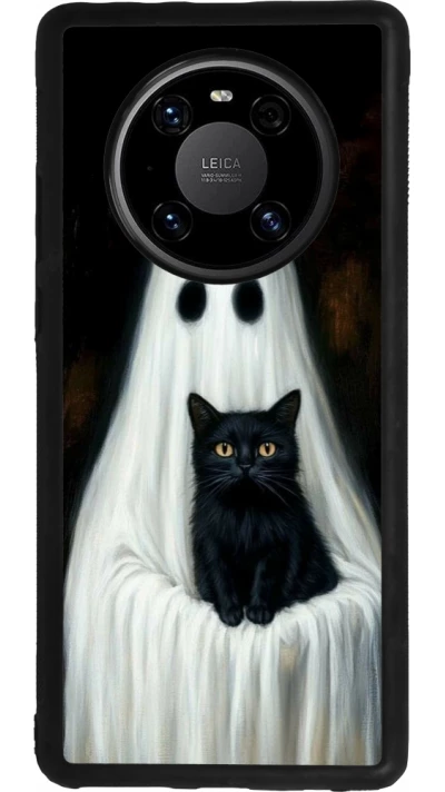 Huawei Mate 40 Pro Case Hülle - Silikon schwarz Halloween 2025 Ghost with black cat