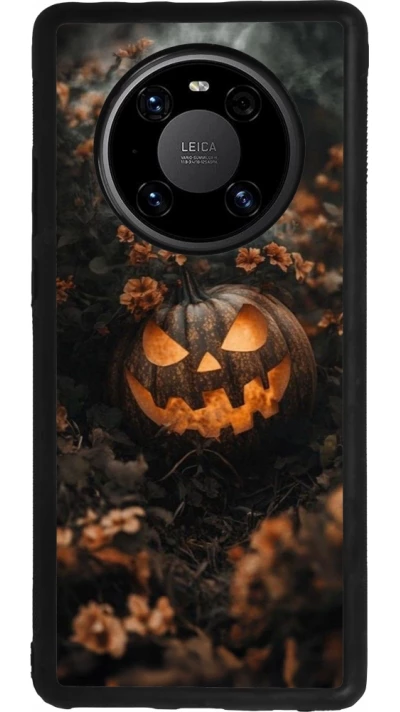 Huawei Mate 40 Pro Case Hülle - Silikon schwarz Halloween 2025 Pumpkin with flowers