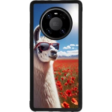 Huawei Mate 40 Pro Case Hülle - Silikon schwarz Lama Chic in Mohnblume